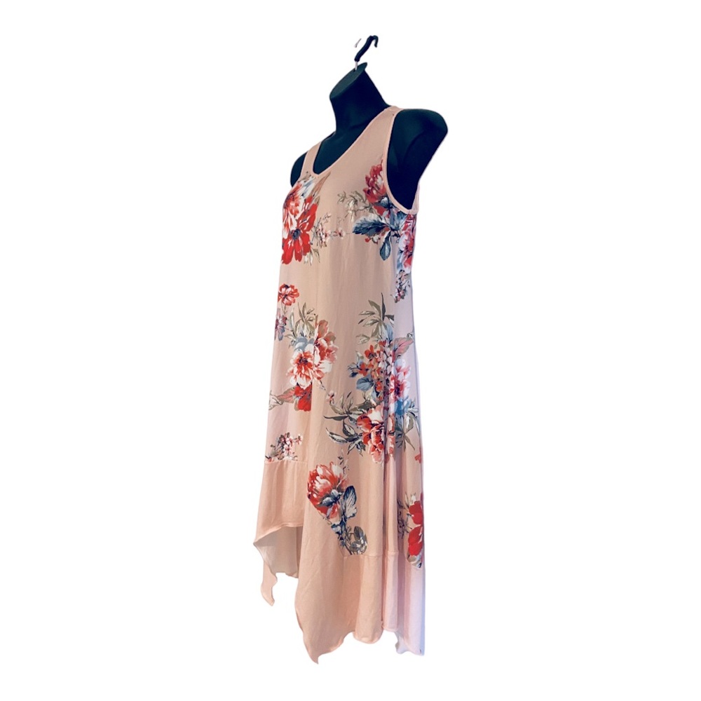 Monroe & Main Blush Peach Floral Summer Stretchy Casual Resort Cruise Day Dress - Picture 6 of 15